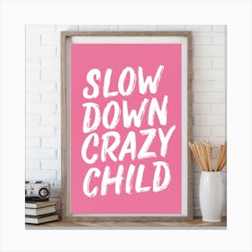 Pink Typographic Slow Down You Crazy Child Art P Canvas Print
