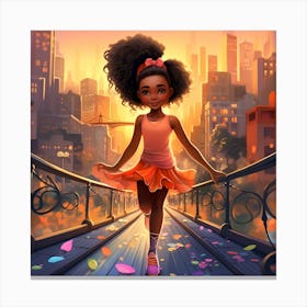 Little Girl On A Bridge Canvas Print