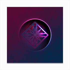 Geometric Neon Glyph on Jewel Tone Triangle Pattern 154 Canvas Print