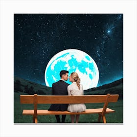 Couple Kissing In The Moonlight Canvas Print