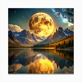 Full Moon Over Lake 1 Canvas Print