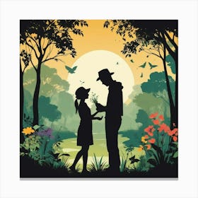 Couple In The Forest Canvas Print