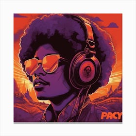 Afro girl with headphone Canvas Print