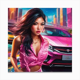 Asian Girl In Pink 3 Canvas Print