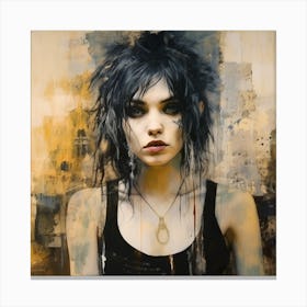 Girl With Black Hair Canvas Print