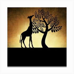 Giraffe And Tree Canvas Print