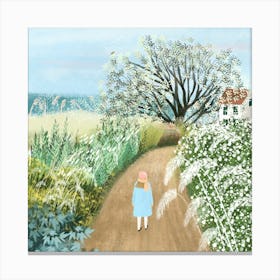 Girl Walking in the garden Canvas Print