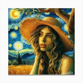 Woman With Straw Hat 1 Canvas Print