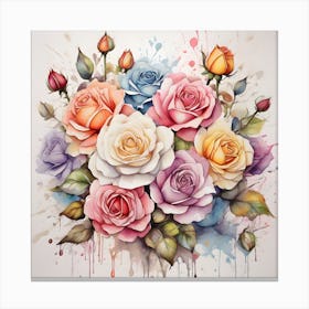 Watercolor Roses 1 Canvas Print