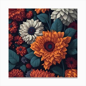 Abstract Floral Wallpaper Canvas Print