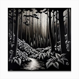 Forest Path black and white art Canvas Print