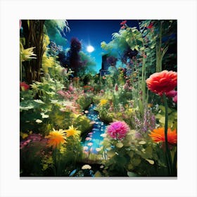 Garden At Night art print 1 Canvas Print