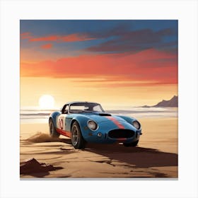 Classic Sports Car On The Beach Canvas Print