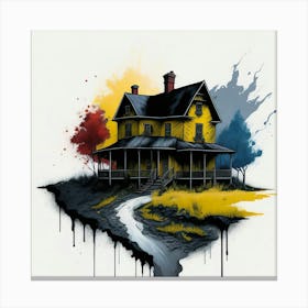 Colored House Ink Painting (41) Canvas Print