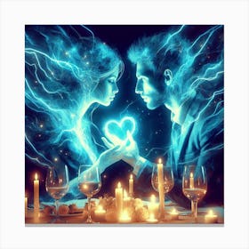 Couple In Love With Candles Canvas Print
