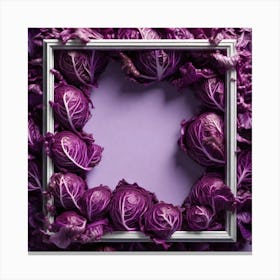 Purple Cabbage Frame On Purple Background Canvas Print