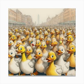 Ducks In The Street Canvas Print