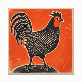 Retro Bird Lithograph Chicken 1 Canvas Print