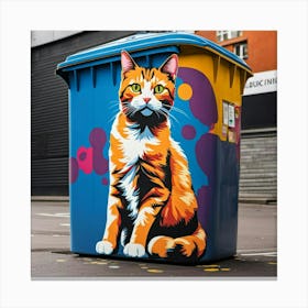 Cat In A Bin Canvas Print