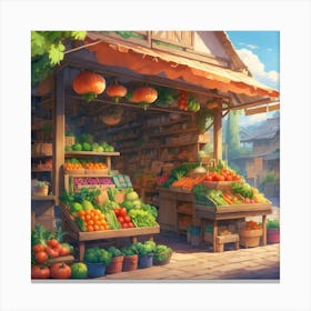 Vegetable Stand Canvas Print