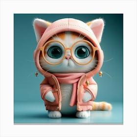 Cute Cat With Glasses Canvas Print