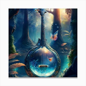 Firefly Banjo, Water, Enchanted, Forest, Kaleidoscope, Colors, Magical, Nature, Music, Instrument, F (10) Canvas Print