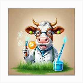 Cow In Lab Coat 3 Canvas Print