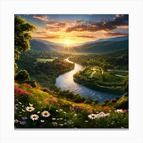 Sunset In The Mountains Canvas Print