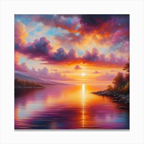 Sunset Over The Lake Canvas Print