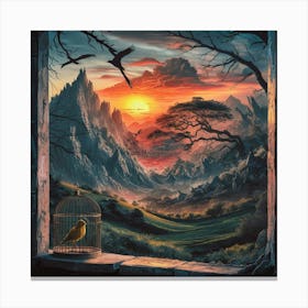 Golden Sunrise Over A Majestic Landscape Canvas Print