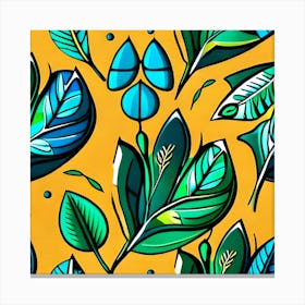 Tropical Leaves On A Yellow Background Canvas Print