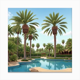 Palm Trees At The Resort Canvas Print