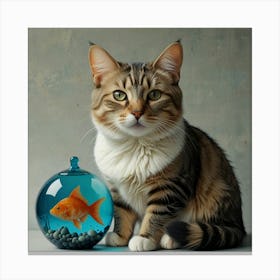 Default Cat With Fish Art 2 Canvas Print