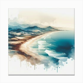 Watercolor Of A Beach Canvas Print