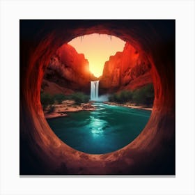 Waterfall Through A Tunnel Canvas Print