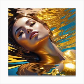 Woman in water gold Canvas Print