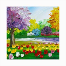 a flower garden in spring 2 Canvas Print