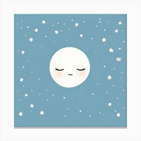 Sleepy Moon And Twinkle Stars Baby Nursery Canvas Print