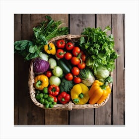 Fresh Vegetables In A Basket Canvas Print