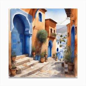 Chefchaouen Watercolor Canvas Print