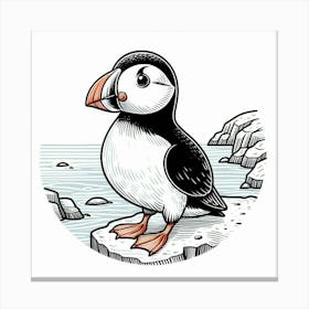 Line Art puffin 1 Canvas Print