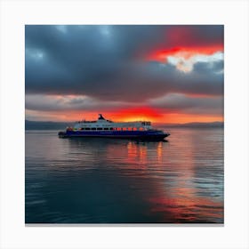 Sunset On A Ferry 6 Canvas Print