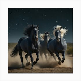 Horses Running At Night Canvas Print
