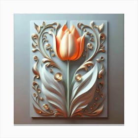 Decorated paper and tulip flower 3 Canvas Print