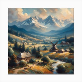 Village In The Mountains Canvas Print