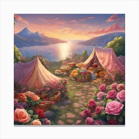 Tents And Roses Canvas Print