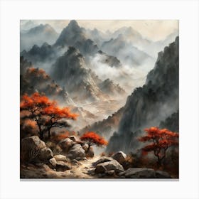 Chinese Mountains Landscape Painting (122) Canvas Print