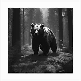 Black Bear In The Forest 4 Canvas Print