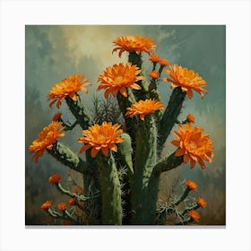 Orange Cactus Canvas Print