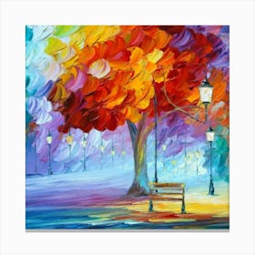 Colorful Tree In The Park oil painting abstract painting art 1 Canvas Print